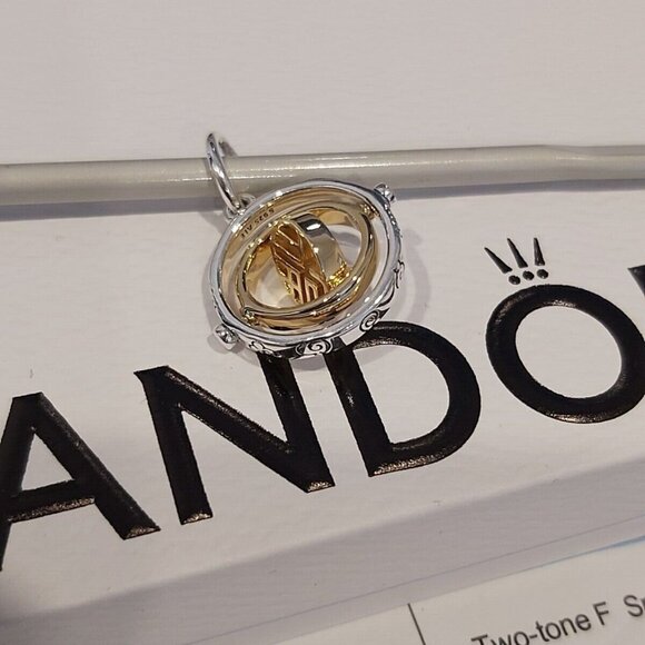 AUTHENTIC PANDORA TWO-TONE Fú Spinning Dangle Charm/Pendant 762536C00 - Picture 6 of 15